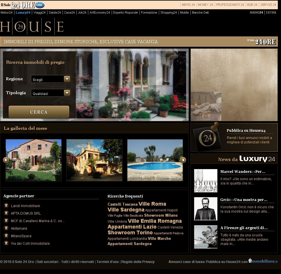 Nasce HOUSE24ore.it, il portale dedicato agli immobili di prestigio